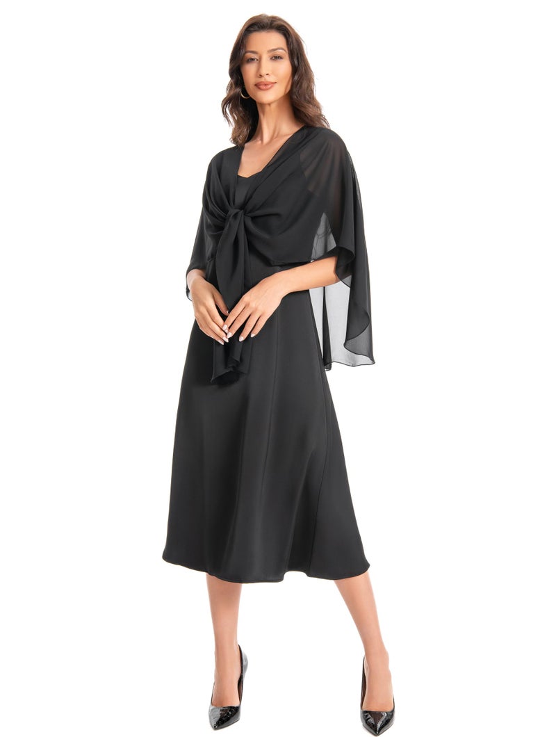 Hotshawl شالات شيفون نسائية من هوتشوال، شالات ولفات، شال سكارف لحفلات الزفاف للفساتين المسائية (أسود) - Image 5
